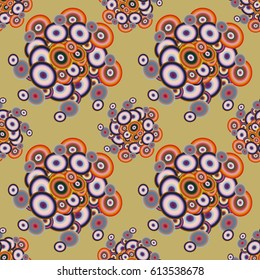 Abstract seamless pattern with randomly bright colored overlapping circles, dots. Abstract background with little circles for your business artwork.