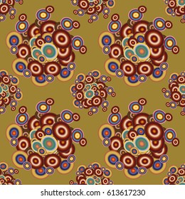 Abstract seamless pattern with randomly bright colored overlapping circles, dots. Abstract background with little circles for your business artwork.