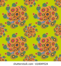 Abstract seamless pattern with randomly bright colored overlapping circles, dots. Abstract background with little circles for your business artwork.