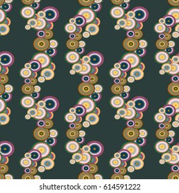 Abstract seamless pattern with randomly bright colored overlapping circles, dots. Abstract background with little circles for your business artwork.