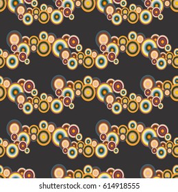 Abstract seamless pattern with randomly bright colored overlapping circles, dots. Abstract background with little circles for your business artwork.