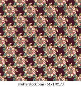 Abstract seamless pattern with randomly bright colored overlapping circles, dots. Abstract background with little circles for your business artwork.