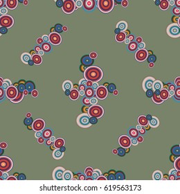 Abstract seamless pattern with randomly bright colored overlapping circles, dots. Abstract background with little circles for your business artwork.