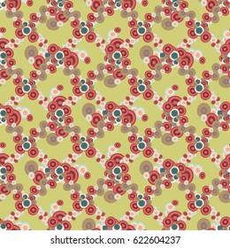 Abstract seamless pattern with randomly bright colored overlapping circles, dots. Abstract background with little circles for your artwork.