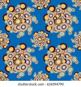 Abstract seamless pattern with randomly bright colored overlapping circles, dots. Abstract background with little circles for your business artwork.