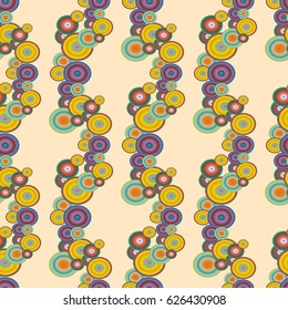 Abstract seamless pattern with randomly bright colored overlapping circles, dots. Abstract background with little circles for your business artwork.