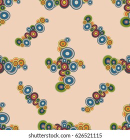 Abstract seamless pattern with randomly bright colored overlapping circles, dots. Abstract background with little circles for your business artwork.