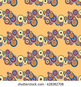 Abstract seamless pattern with randomly bright colored overlapping circles, dots. Abstract background with little circles for your business artwork.