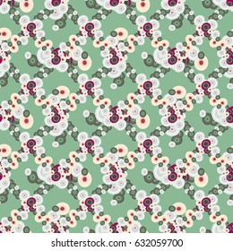 Abstract seamless pattern with randomly bright colored overlapping circles, dots. Abstract background with little circles for your artwork.