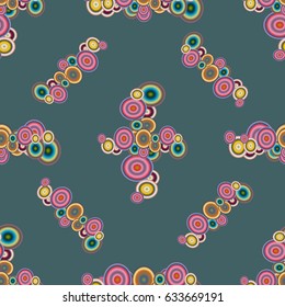 Abstract seamless pattern with randomly bright colored overlapping circles, dots. Abstract background with little circles for your business artwork.