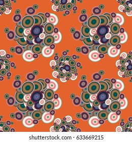 Abstract seamless pattern with randomly bright colored overlapping circles, dots. Abstract background with little circles for your business artwork.