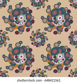 Abstract seamless pattern with randomly bright colored overlapping circles, dots. Abstract background with little circles for your business artwork.