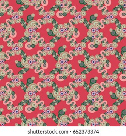 Abstract seamless pattern with randomly bright colored overlapping circles, dots. Abstract background with little circles for your artwork.