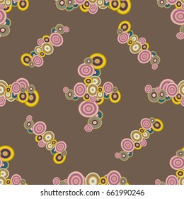 Abstract seamless pattern with randomly bright colored overlapping circles, dots. Abstract background with little circles for your business artwork.