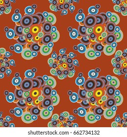 Abstract seamless pattern with randomly bright colored overlapping circles, dots. Abstract background with little circles for your business artwork.