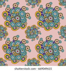 Abstract seamless pattern with randomly bright colored overlapping circles, dots. Abstract background with little circles for your business artwork.