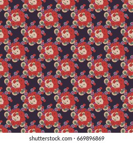 Abstract seamless pattern with randomly bright colored overlapping circles, dots. Abstract background with little circles for your business artwork.
