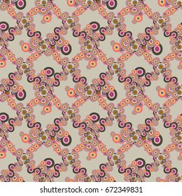 Abstract seamless pattern with randomly bright colored overlapping circles, dots. Abstract background with little circles for your artwork.