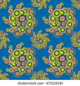 Abstract seamless pattern with randomly bright colored overlapping circles, dots. Abstract background with little circles for your business artwork.