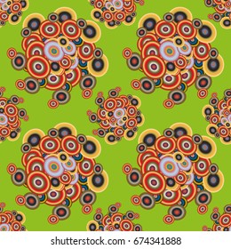 Abstract seamless pattern with randomly bright colored overlapping circles, dots. Abstract background with little circles for your business artwork.