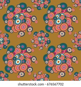 Abstract seamless pattern with randomly bright colored overlapping circles, dots. Abstract background with little circles for your business artwork.