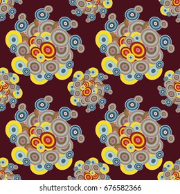Abstract seamless pattern with randomly bright colored overlapping circles, dots. Abstract background with little circles for your business artwork.
