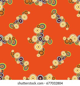 Abstract seamless pattern with randomly bright colored overlapping circles, dots. Abstract background with little circles for your business artwork.