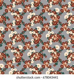 Abstract seamless pattern with randomly bright colored overlapping circles, dots. Abstract background with little circles for your artwork.