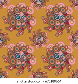 Abstract seamless pattern with randomly bright colored overlapping circles, dots. Abstract background with little circles for your business artwork.