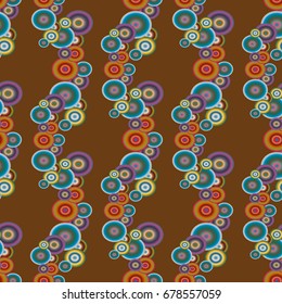 Abstract seamless pattern with randomly bright colored overlapping circles, dots. Abstract background with little circles for your business artwork.