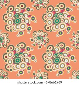 Abstract seamless pattern with randomly bright colored overlapping circles, dots. Abstract background with little circles for your business artwork.