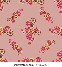 Abstract seamless pattern with randomly bright colored overlapping circles, dots. Abstract background with little circles for your business artwork.