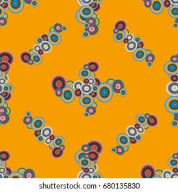 Abstract seamless pattern with randomly bright colored overlapping circles, dots. Abstract background with little circles for your business artwork.