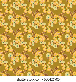 Abstract seamless pattern with randomly bright colored overlapping circles, dots. Abstract background with little circles for your artwork.