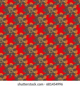 Abstract seamless pattern with randomly bright colored overlapping circles, dots. Abstract background with little circles for your business artwork.