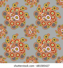 Abstract seamless pattern with randomly bright colored overlapping circles, dots. Abstract background with little circles for your business artwork.