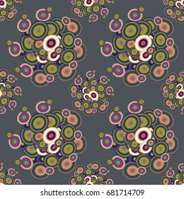 Abstract seamless pattern with randomly bright colored overlapping circles, dots. Abstract background with little circles for your business artwork.