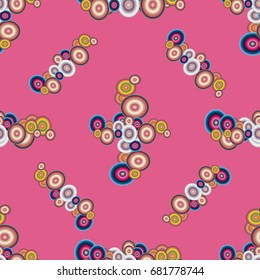 Abstract seamless pattern with randomly bright colored overlapping circles, dots. Abstract background with little circles for your business artwork.