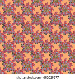 Abstract seamless pattern with randomly bright colored overlapping circles, dots. Abstract background with little circles for your business artwork.
