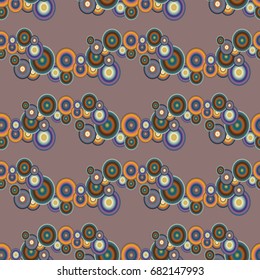 Abstract seamless pattern with randomly bright colored overlapping circles, dots. Abstract background with little circles for your business artwork.