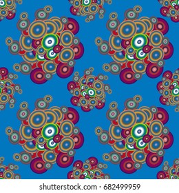 Abstract seamless pattern with randomly bright colored overlapping circles, dots. Abstract background with little circles for your business artwork.