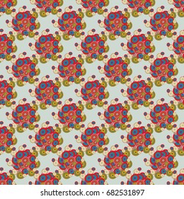Abstract seamless pattern with randomly bright colored overlapping circles, dots. Abstract background with little circles for your business artwork.