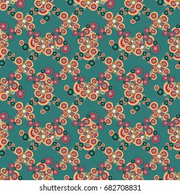 Abstract seamless pattern with randomly bright colored overlapping circles, dots. Abstract background with little circles for your artwork.