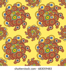 Abstract seamless pattern with randomly bright colored overlapping circles, dots. Abstract background with little circles for your business artwork.