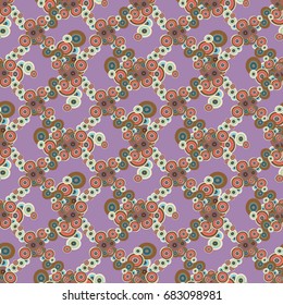 Abstract seamless pattern with randomly bright colored overlapping circles, dots. Abstract background with little circles for your artwork.