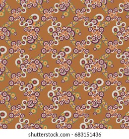 Abstract seamless pattern with randomly bright colored overlapping circles, dots. Abstract background with little circles for your artwork.