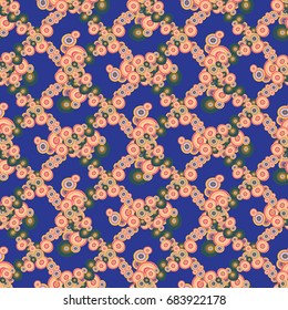 Abstract seamless pattern with randomly bright colored overlapping circles, dots. Abstract background with little circles for your artwork.