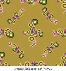 Abstract seamless pattern with randomly bright colored overlapping circles, dots. Abstract background with little circles for your business artwork.