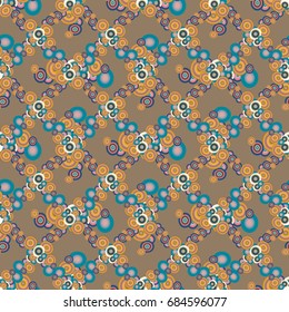 Abstract seamless pattern with randomly bright colored overlapping circles, dots. Abstract background with little circles for your artwork.