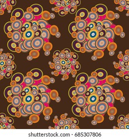 Abstract seamless pattern with randomly bright colored overlapping circles, dots. Abstract background with little circles for your business artwork.